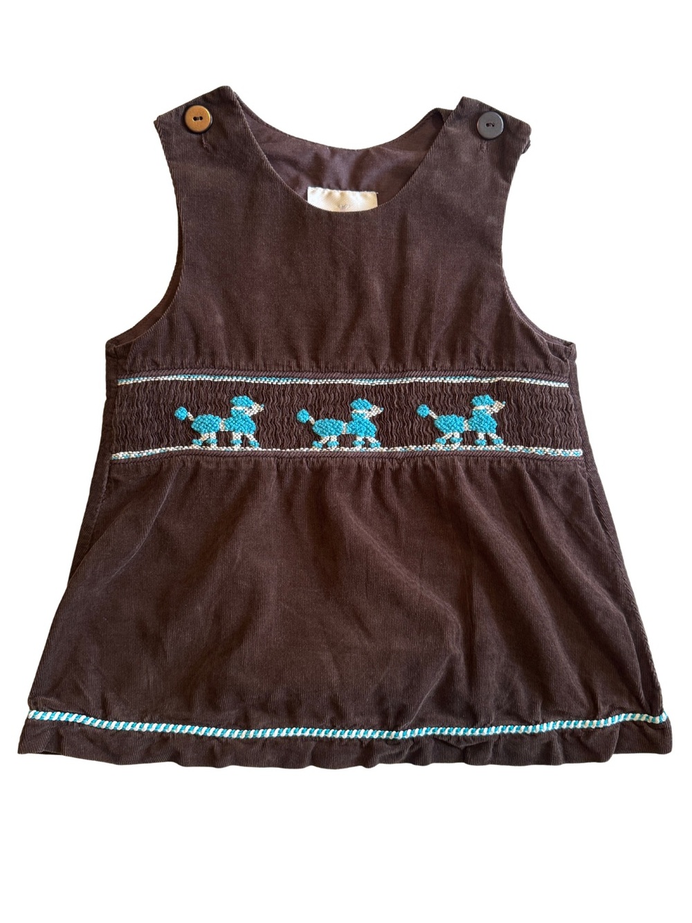 Rare Editions Girls Size 5 Brown Corduroy Smocked Poodle Shirt Tunic Sleeveless